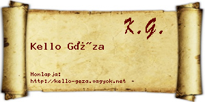 Kello Géza névjegykártya